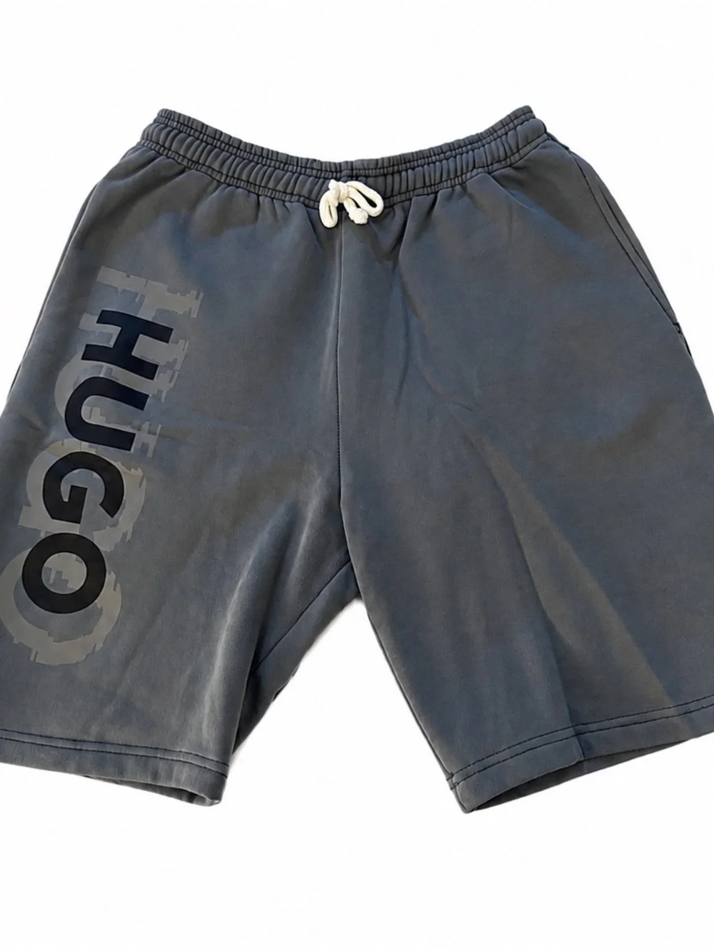 HUGO Men's Charcoal Gray Logo Drawstring Athletic Shorts